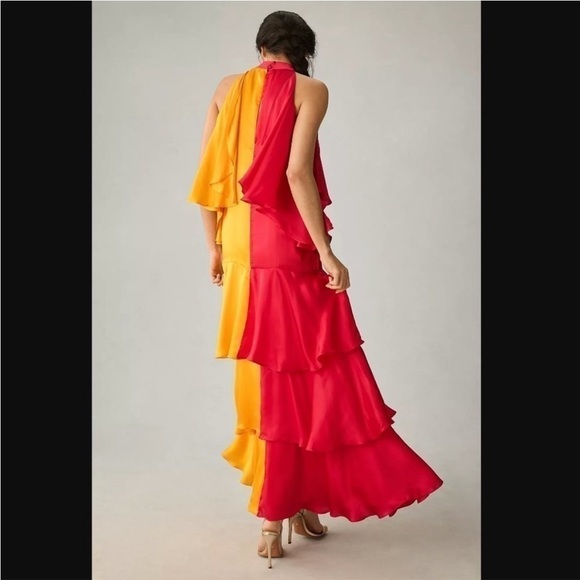 NWT Anthropologie Pinnacle by Shruti Sancheti satin ruffle maxi dress - Picture 4 of 9